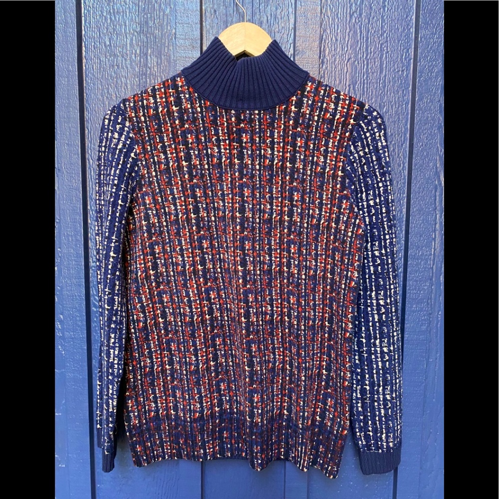 Tory Burch Blue, Red & White Pullover Swea…